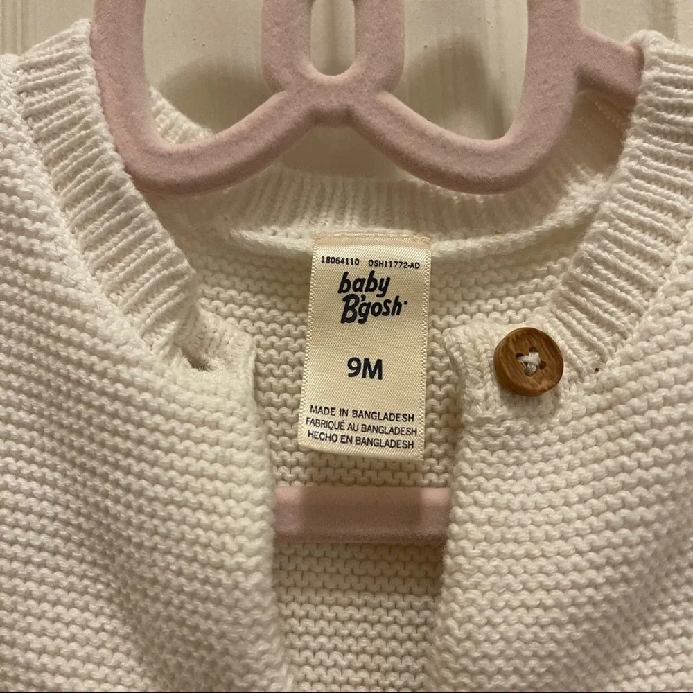 Baby B’Gosh Classic Preppy White Cotton Knit Button Down Cardigan 9 Months